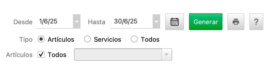 Filtro Reporte Lineas de Venta