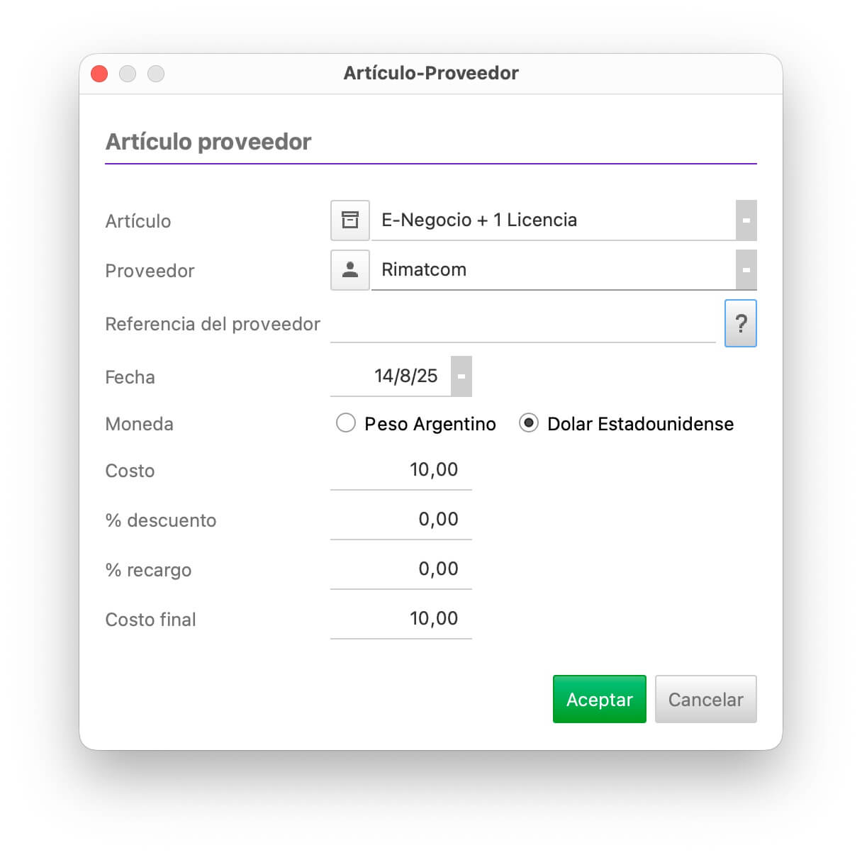 Articulo-Proveedor